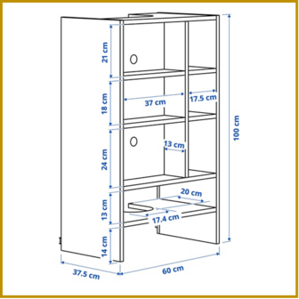 BOVENKAST 21 - B60 X D37 X H100 CM - AFZUIGKAP
