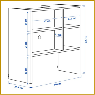 BOVENKAST 23 - B80 X D37 X H80 CM - AFZUIGKAP