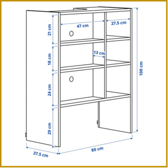 BOVENKAST 24 - B80 X D37 X H100 CM - AFZUIGKAP