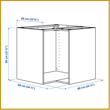 ONDERKAST 18 - B88 X D60 X H80 CM -HOEK