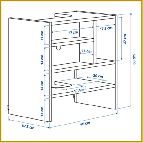 BOVENKAST 19 - B60 X D37 X H60 CM - AFZUIGKAP