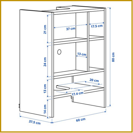 BOVENKAST 20 - B60 X D37 X H80 CM - AFZUIGKAP