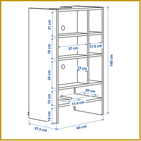 BOVENKAST 21 - B60 X D37 X H100 CM - AFZUIGKAP