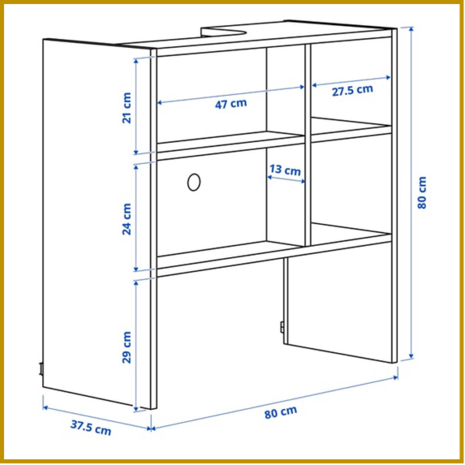 BOVENKAST 23 - B80 X D37 X H80 CM - AFZUIGKAP