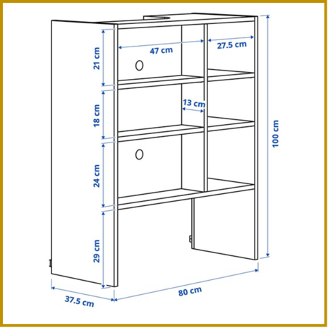 BOVENKAST 24 - B80 X D37 X H100 CM - AFZUIGKAP